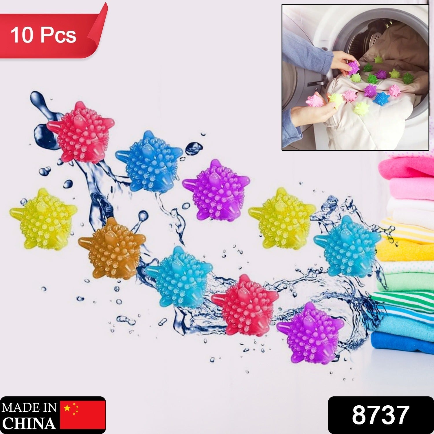 8737 Soft Star Washing Machine, Laundry Dryer Balls Laundry Ball for Household Cleaning Washing Machine Clothes Softener (10 Pcs / Multi Color) 8737 Soft Star Washing Machine, Laundry Dryer Balls Laundry Ball for Household Cleaning Washing Machine Clothes Softener (10 Pcs / Multi Color)